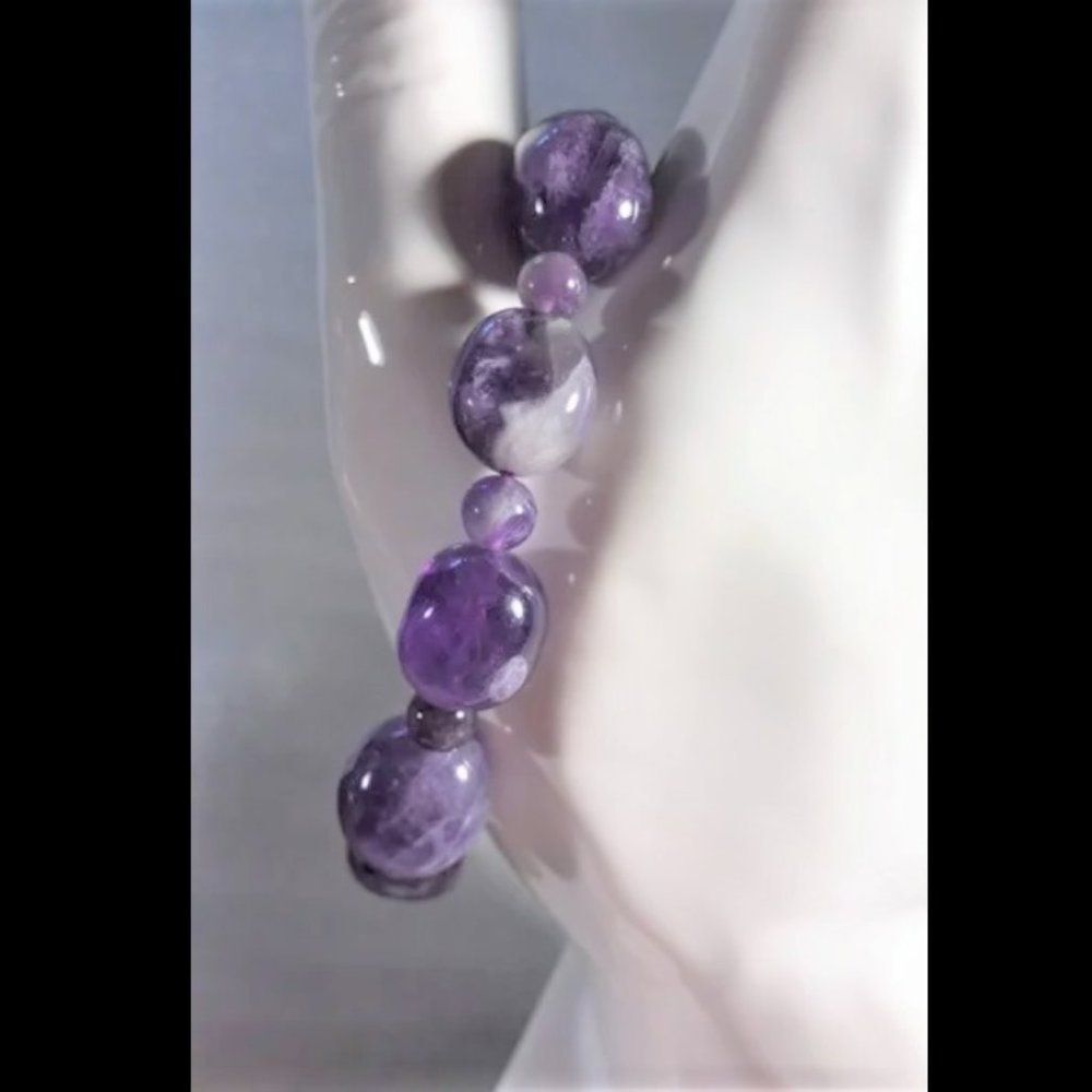 Amethyst Beaded Freeform Stretch Bracelet